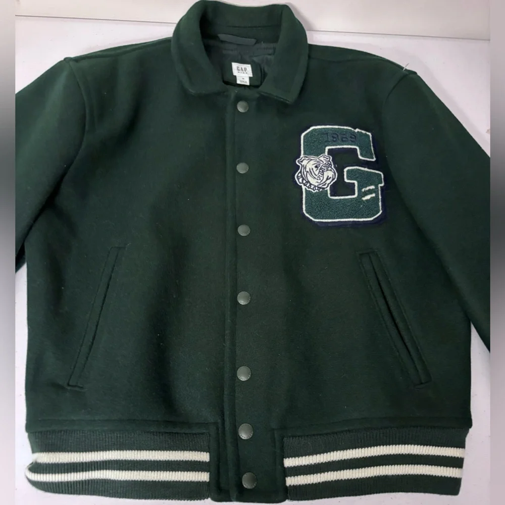 GAP Unisex Kids Forest Green Varsity Jacket sz M-0219